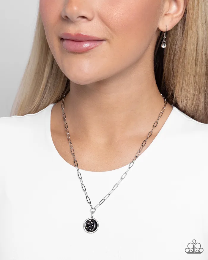 Necklaces Paparazzi Accessories Lunar Liaison Black Moon and Star Short Necklace Paparazzi