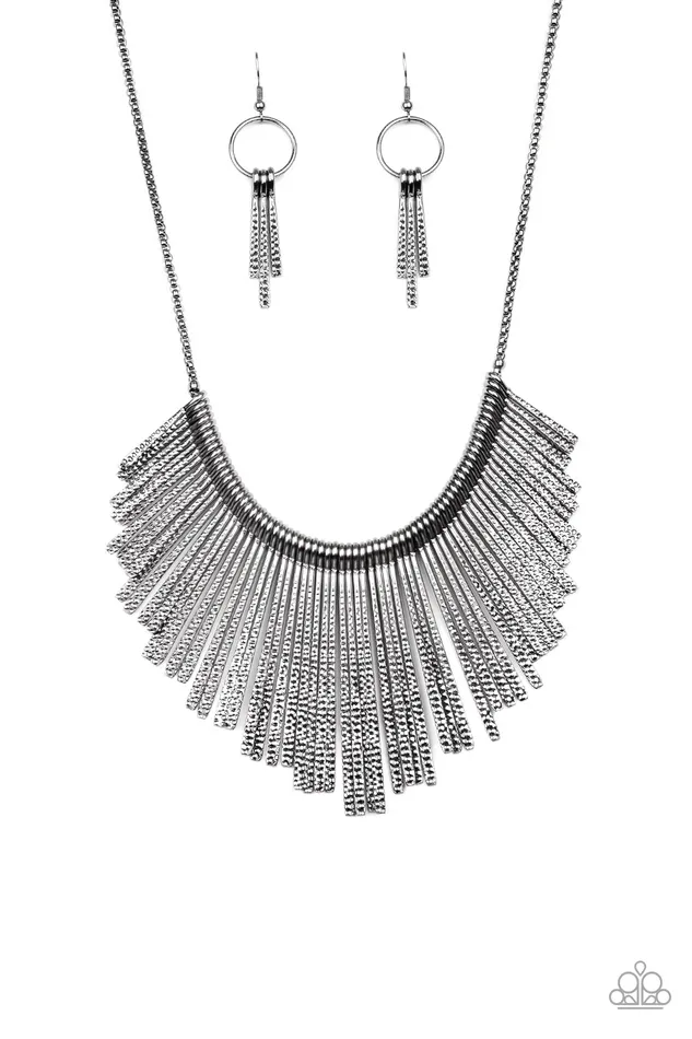 Necklaces Paparazzi Accessories Metallic Mane Paparazzi Black Gunmetal Rod Flare Fringe Necklace Necklaces Paparazzi Accessories Metallic Mane Paparazzi Black Gunmetal Rod Flare Fringe Necklace
