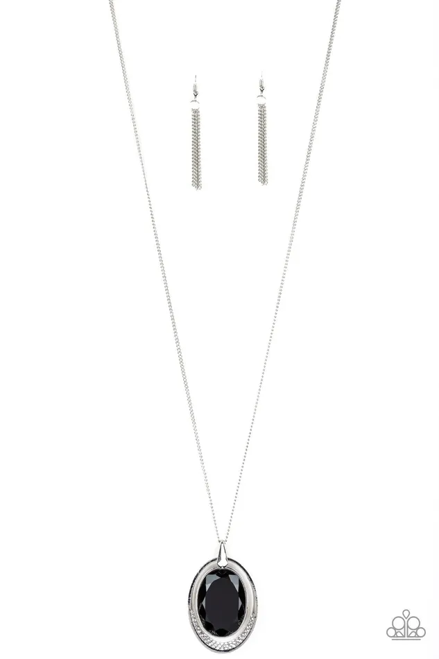 Necklaces Paparazzi Accessories Metro MustHave Black Gem Silver Pendant Necklace Necklaces Paparazzi Accessories Metro MustHave Black Gem Silver Pendant Necklace