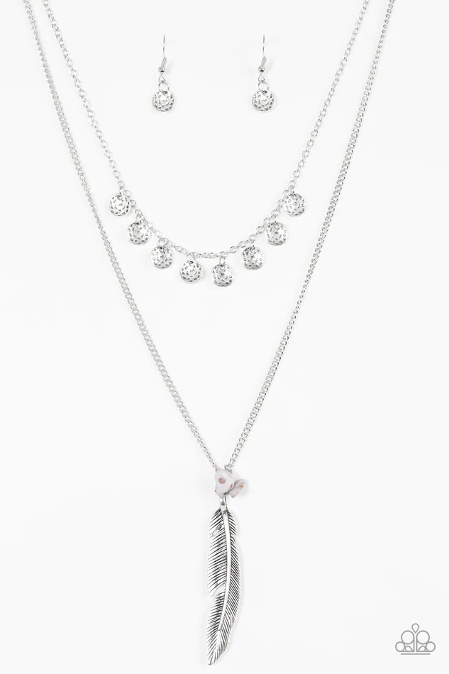 Necklaces Paparazzi Accessories Mojave Musical Paparazzi Silver Disc Feather Pendant Necklace Necklaces Paparazzi Accessories Mojave Musical Paparazzi Silver Disc Feather Pendant Necklace
