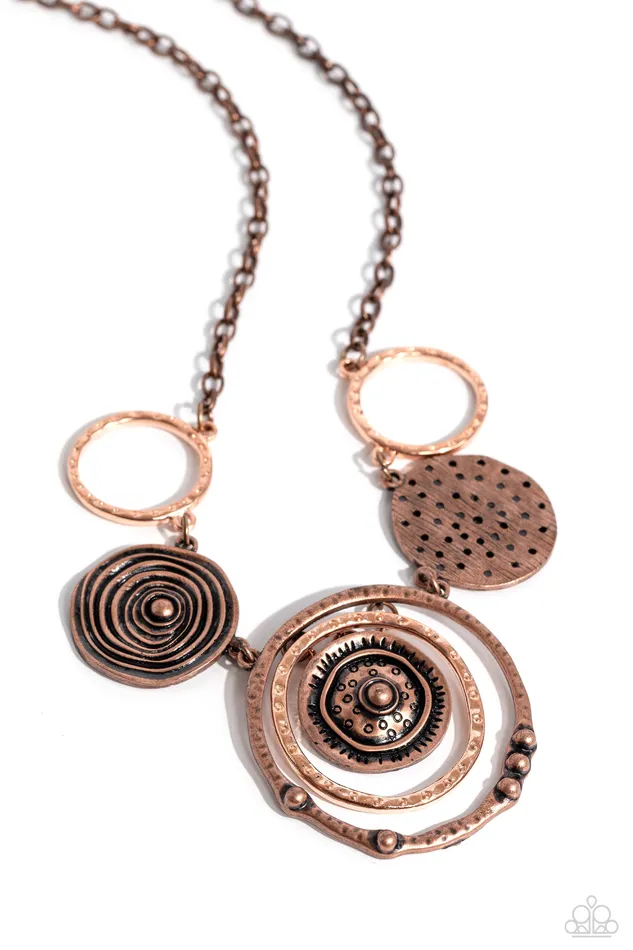 Necklaces Paparazzi Accessories Mysterious Masterpiece Copper Patterned Circle Short Necklace Paparazzi Necklaces Paparazzi Accessories Mysterious Masterpiece Copper Patterned Circle Short Necklace Paparazzi