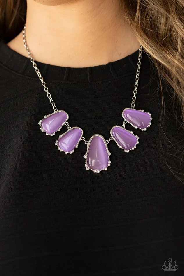 Necklaces Paparazzi Accessories Newport Princess Purple Cats Eye Stone Silver Necklace Paparazzi