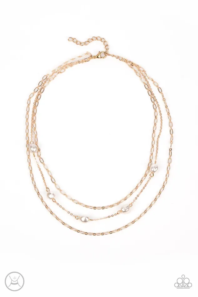 Necklaces Paparazzi Accessories Offshore Oasis Gold Chain White Pearl Layered Choker Necklace Paparazzi Necklaces Paparazzi Accessories Offshore Oasis Gold Chain White Pearl Layered Choker Necklace Paparazzi