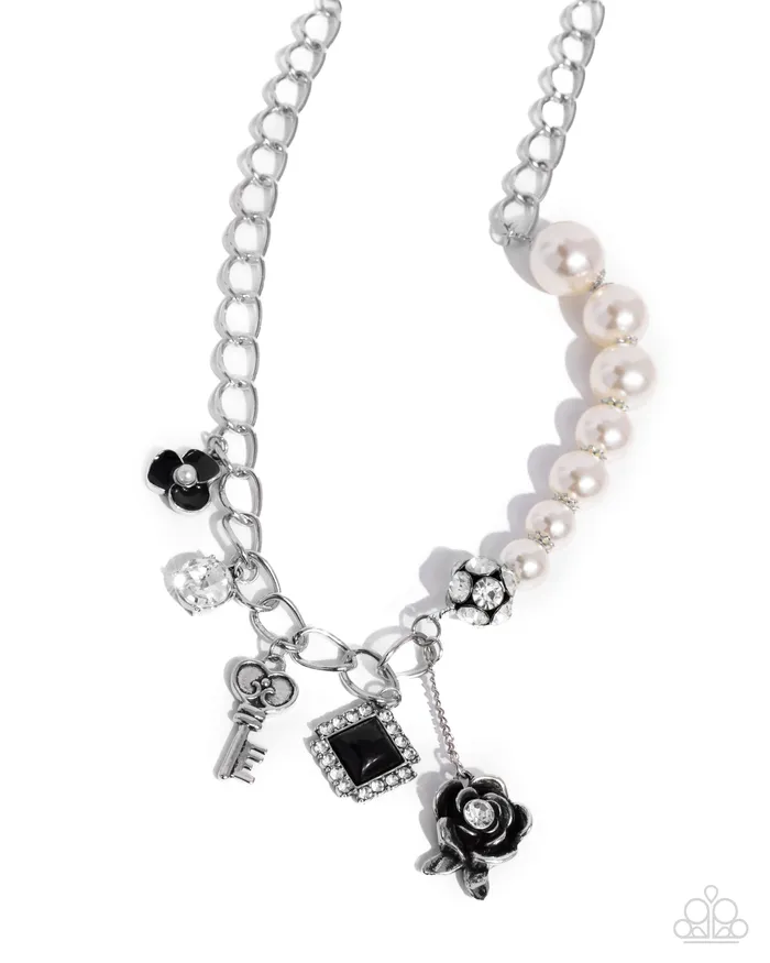Necklaces Paparazzi Accessories Pearly Pedigree Black Rose Gem Silver Key Flower Short Necklace Pink Friday Exclusive Paparazzi Necklaces Paparazzi Accessories Pearly Pedigree Black Rose Gem Silver Key Flower Short Necklace Pink Friday Exclusive Paparazzi