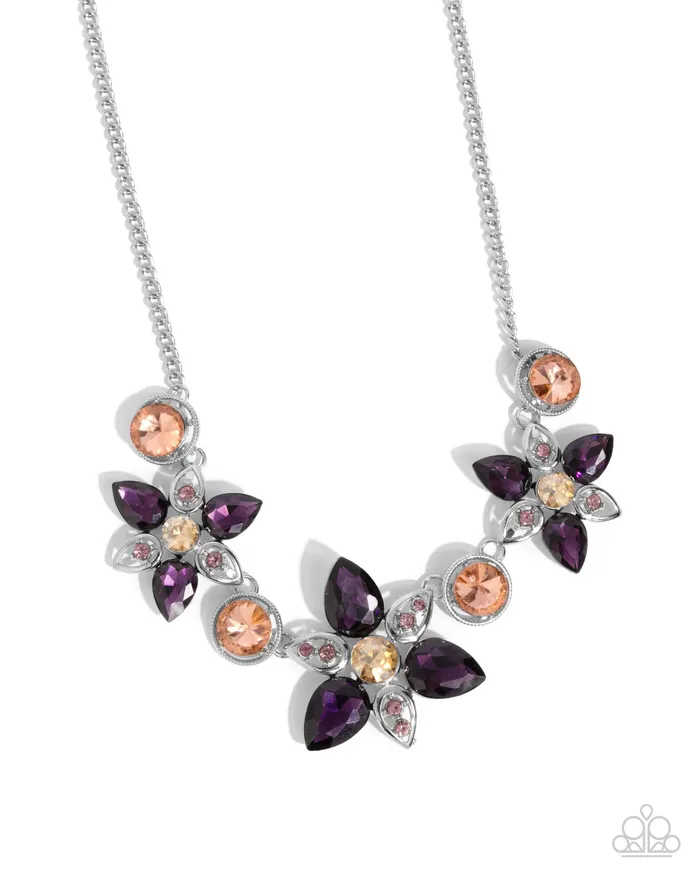 Necklaces Paparazzi Accessories Perennial Promise Purple and Peach Gem Silver Short Necklace Paparazzi Necklaces Paparazzi Accessories Perennial Promise Purple and Peach Gem Silver Short Necklace Paparazzi