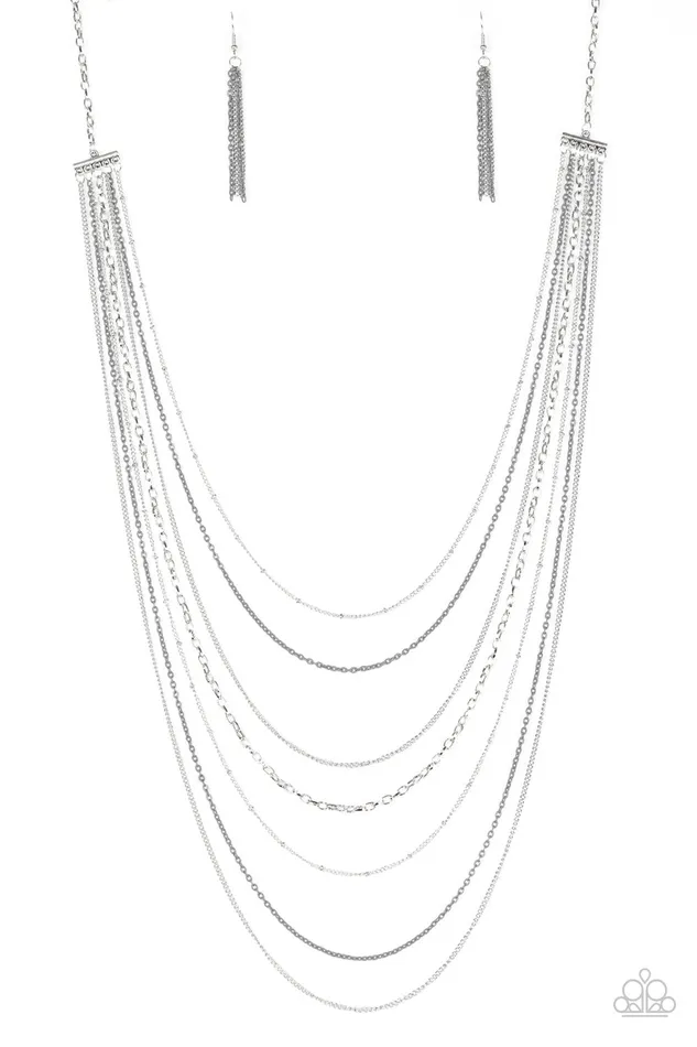 Necklaces Paparazzi Accessories Radical Rainbows Silver Layered Chain Necklace