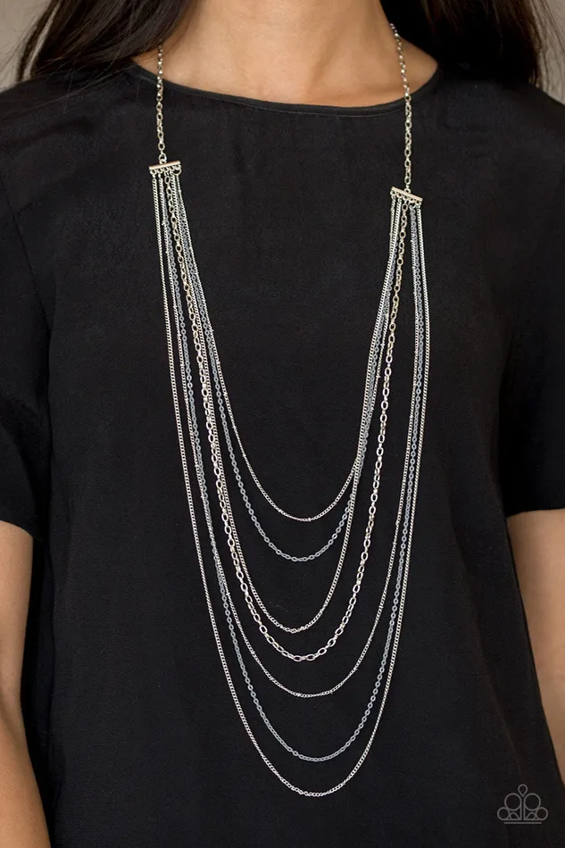 Necklaces Paparazzi Accessories Radical Rainbows Silver Layered Chain Necklace
