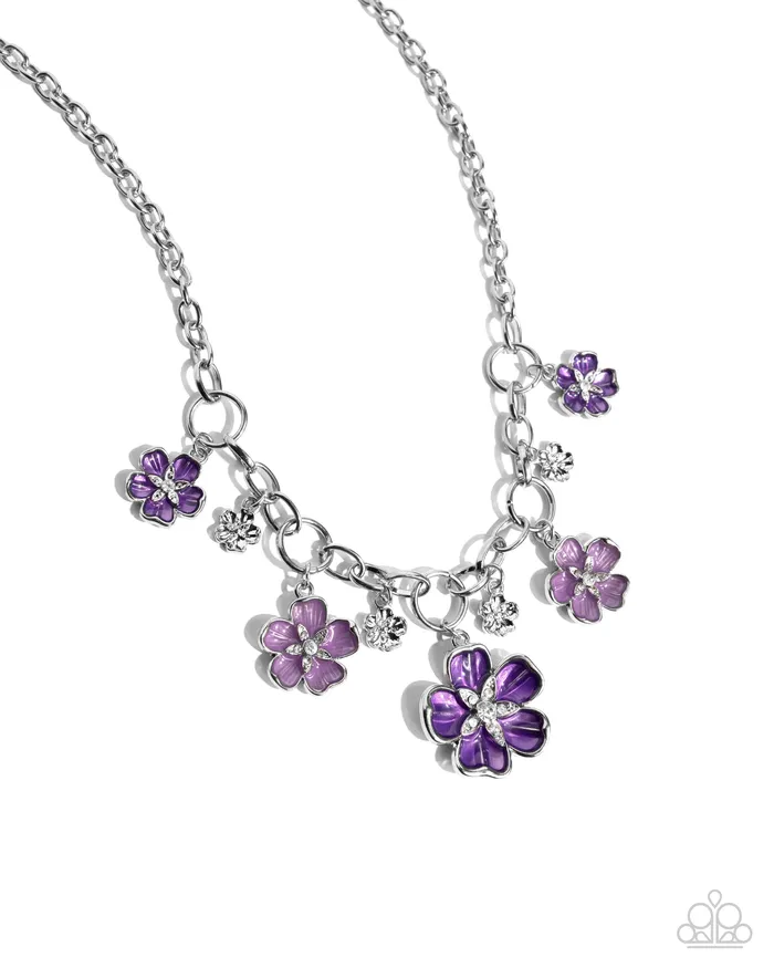 Necklaces Paparazzi Accessories Secretive Sprig Purple Flower Silver Short Necklace Paparazzi Necklaces Paparazzi Accessories Secretive Sprig Purple Flower Silver Short Necklace Paparazzi
