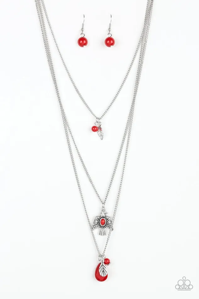 Necklaces Paparazzi Accessories Soar With The Eagles Red Bead Silver Layered Necklace Paparazzi Necklaces Paparazzi Accessories Soar With The Eagles Red Bead Silver Layered Necklace Paparazzi