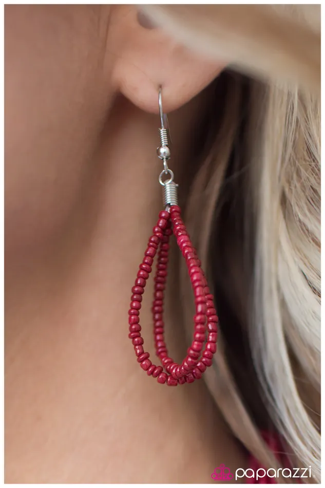 Necklaces Paparazzi Accessories Standing Ovation Dark Red Braided Seed Bead Necklace