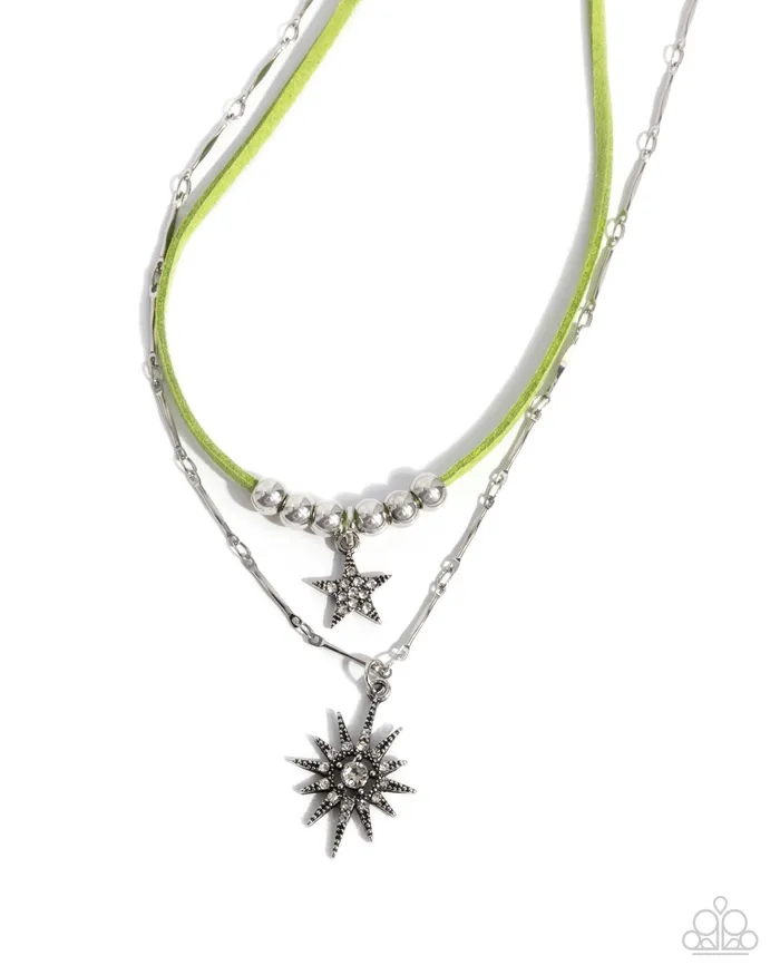 Necklaces Paparazzi Accessories Stellar Sojourn Green Leather Cord Silver Star Layered Short Necklace Paparazzi Necklaces Paparazzi Accessories Stellar Sojourn Green Leather Cord Silver Star Layered Short Necklace Paparazzi