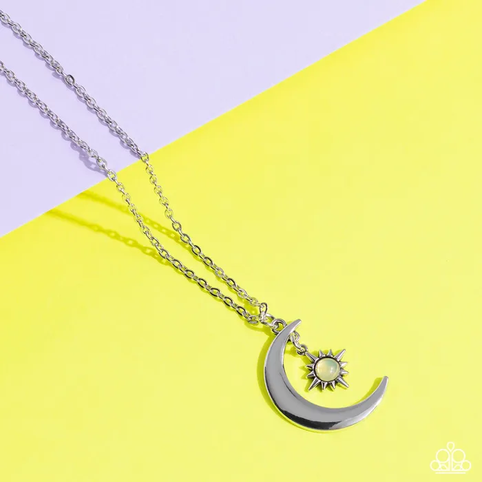 Necklaces Paparazzi Accessories Stellar Sway Yellow Bead Star Moon Silver Short Necklace Paparazzi