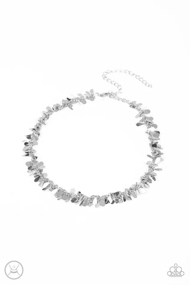 Necklaces Paparazzi Accessories Surreal Shimmer Silver Teardrop Fringe Choker Necklace Paparazzi Necklaces Paparazzi Accessories Surreal Shimmer Silver Teardrop Fringe Choker Necklace Paparazzi