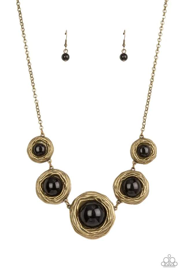 Necklaces Paparazzi Accessories The Next NEST Thing Brass Frame Black Bead Necklace Paparazzi Necklaces Paparazzi Accessories The Next NEST Thing Brass Frame Black Bead Necklace Paparazzi