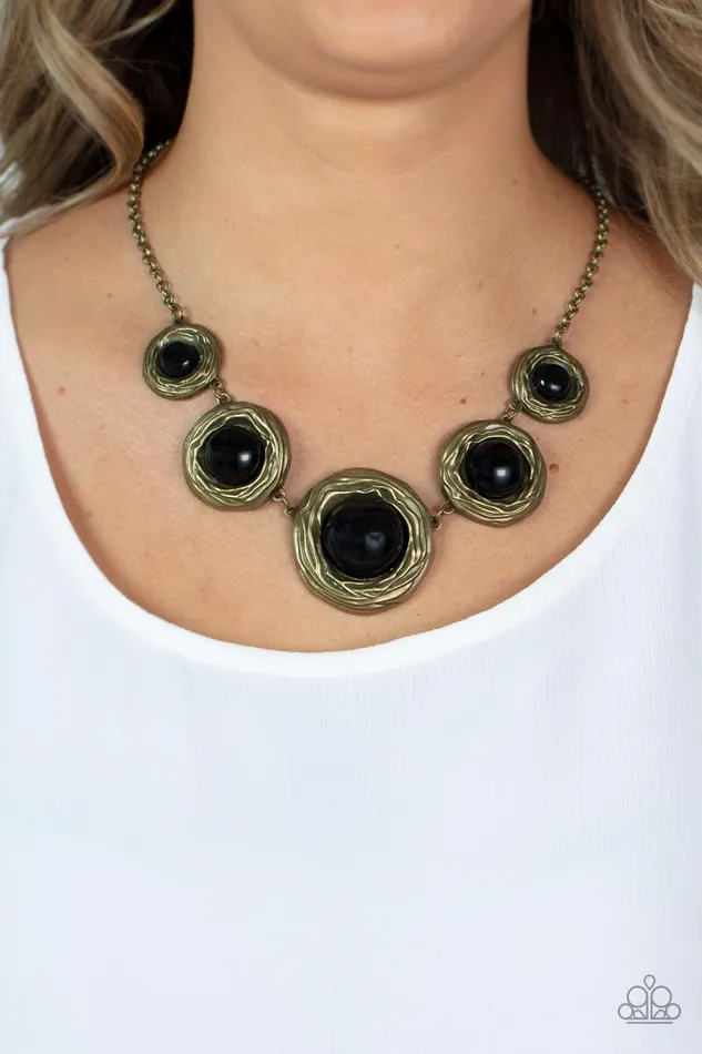 Necklaces Paparazzi Accessories The Next NEST Thing Brass Frame Black Bead Necklace Paparazzi