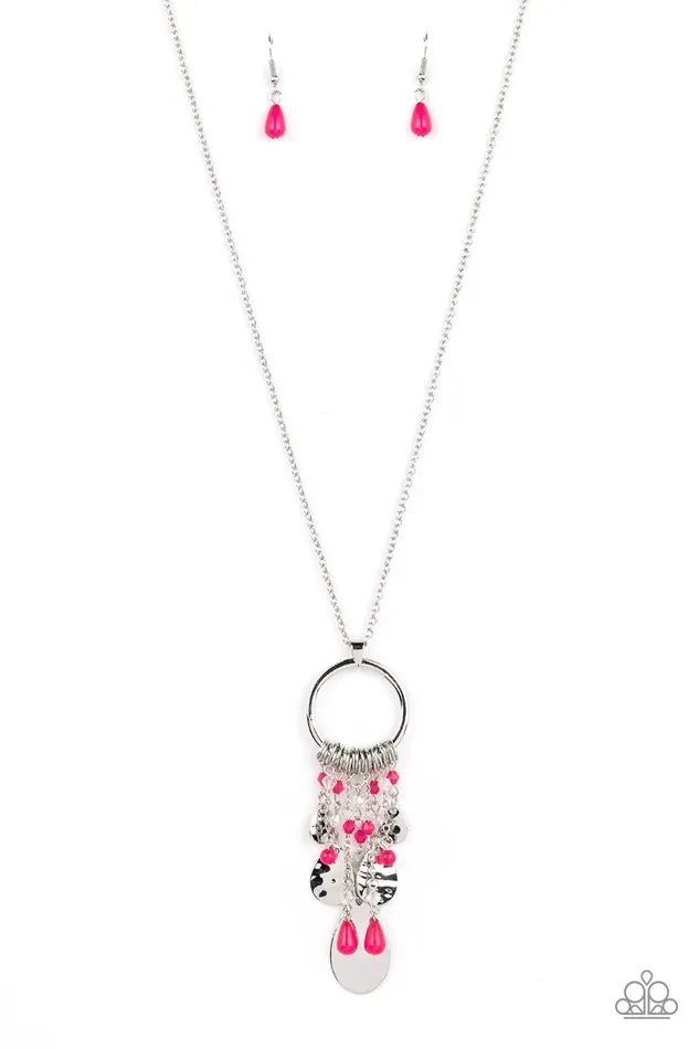 Necklaces Paparazzi Accessories Totally Trolling Pink Bead Silver Fringe Necklace Paparazzi Necklaces Paparazzi Accessories Totally Trolling Pink Bead Silver Fringe Necklace Paparazzi