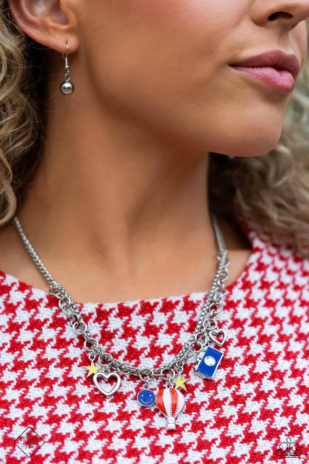Necklaces Paparazzi Accessories Tourist Timeline Multi Color Tourist Travel Charm Silver Short Necklace Paparazzi Fashion Fix February 2024