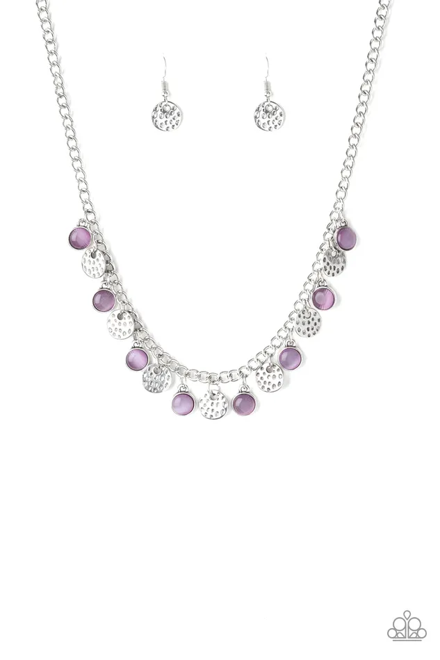 Necklaces Paparazzi Accessories Treasure Tour Paparazzi Purple Cats Eye Moonstone Silver Hammered Disc Necklace Necklaces Paparazzi Accessories Treasure Tour Paparazzi Purple Cats Eye Moonstone Silver Hammered Disc Necklace
