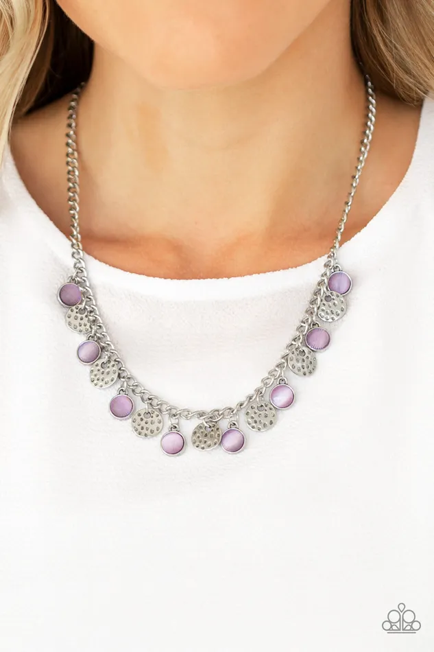 Necklaces Paparazzi Accessories Treasure Tour Paparazzi Purple Cats Eye Moonstone Silver Hammered Disc Necklace Necklaces Paparazzi Accessories Treasure Tour Paparazzi Purple Cats Eye Moonstone Silver Hammered Disc Necklace