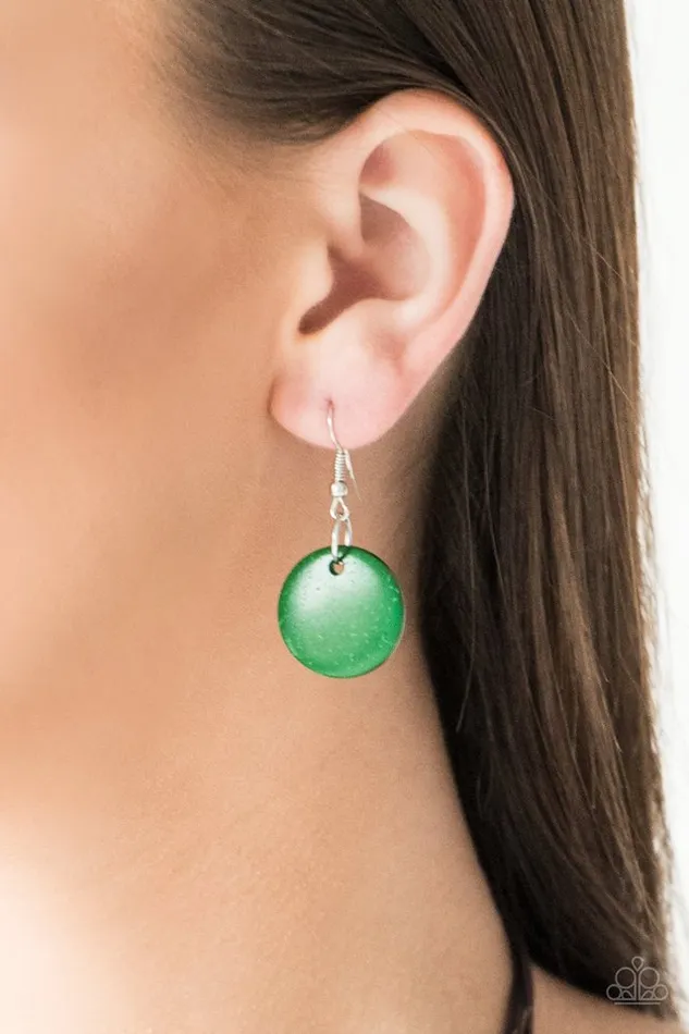 Necklaces Paparazzi Accessories Wonderfully Walla Walla Green Wooden Circle Brown Cord Layered Short Necklace Paparazzi