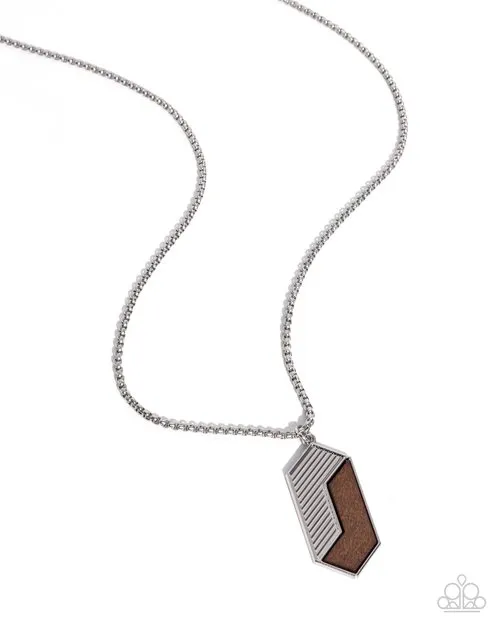 Necklaces Paparazzi Accessories WOODWORK Study Silver and Brown Wood Geometric Urban Necklace Paparazzi Necklaces Paparazzi Accessories WOODWORK Study Silver and Brown Wood Geometric Urban Necklace Paparazzi