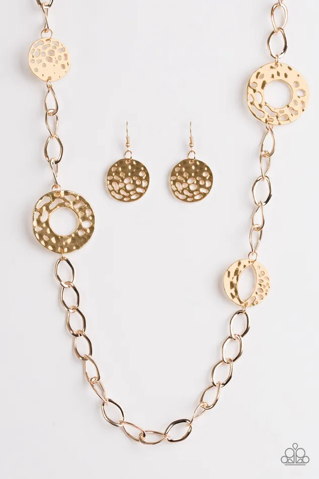 Necklaces Paparazzi Industrial Mayhem Gold Disc Chain Necklace Paparazzi Accessories Necklaces Paparazzi Industrial Mayhem Gold Disc Chain Necklace Paparazzi Accessories