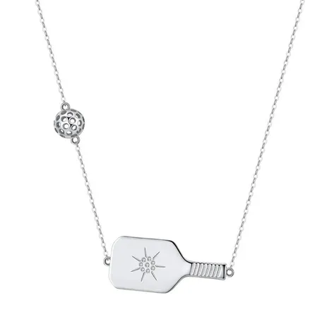 Necklaces PickleBelle Pickleball The Dainty Dinker Starburst Silver Necklace