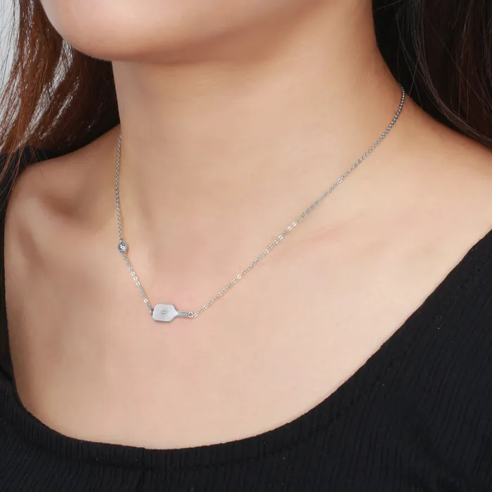 Necklaces PickleBelle Pickleball The Dainty Dinker Starburst Silver Necklace