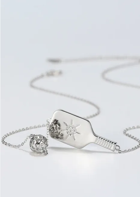 Necklaces PickleBelle Pickleball The Dainty Dinker Starburst Silver Necklace