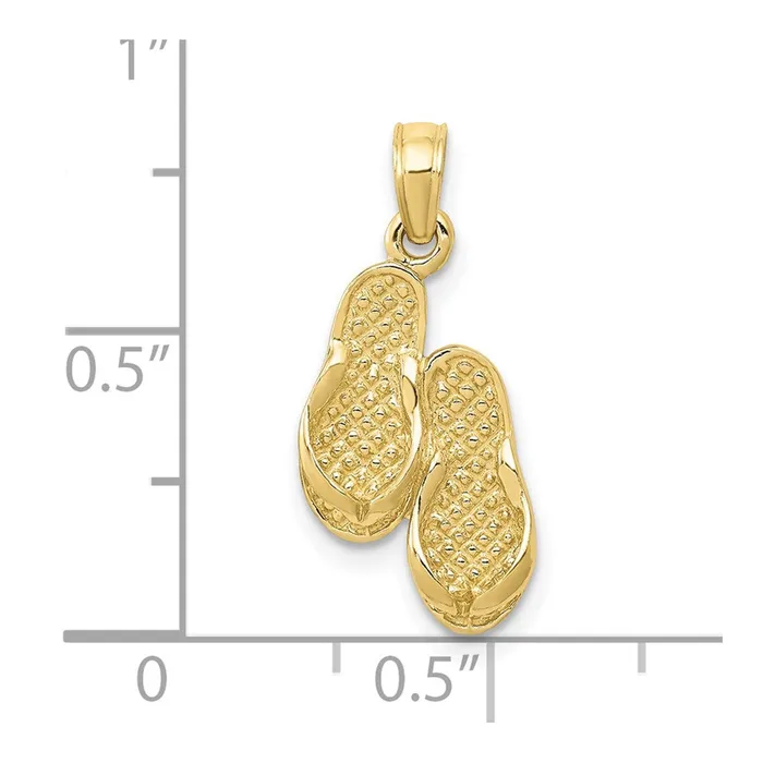 Necklaces Qgold 10k Yellow Gold 10 mm 3D Flip Flops Pendant 123 grams Necklaces Qgold 10k Yellow Gold 10 mm 3D Flip Flops Pendant 123 grams
