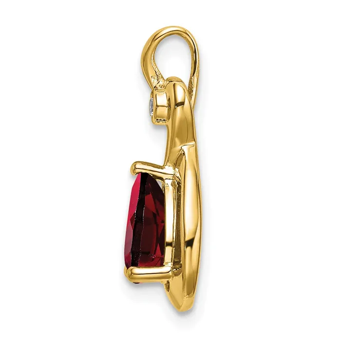 Necklaces Qgold 14k Pear Garnet and Diamond Pendant 15 grams Necklaces Qgold 14k Pear Garnet and Diamond Pendant 15 grams