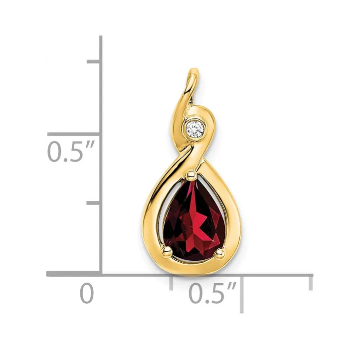 Necklaces Qgold 14k Pear Garnet and Diamond Pendant 15 grams Necklaces Qgold 14k Pear Garnet and Diamond Pendant 15 grams