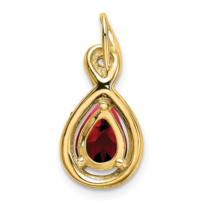 Necklaces Qgold 14k Pear Garnet and Diamond Pendant 15 grams Necklaces Qgold 14k Pear Garnet and Diamond Pendant 15 grams