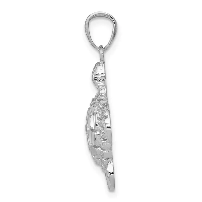 Necklaces Qgold 14k White Gold 17 mm Diamondcut Polished Sea Turtle Pendant 099 grams Necklaces Qgold 14k White Gold 17 mm Diamondcut Polished Sea Turtle Pendant 099 grams