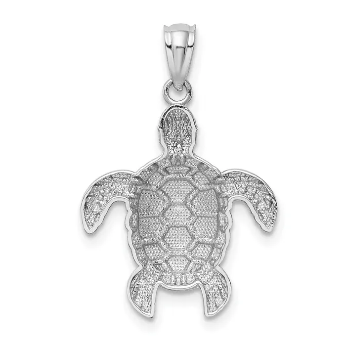 Necklaces Qgold 14k White Gold 17 mm Diamondcut Polished Sea Turtle Pendant 099 grams Necklaces Qgold 14k White Gold 17 mm Diamondcut Polished Sea Turtle Pendant 099 grams