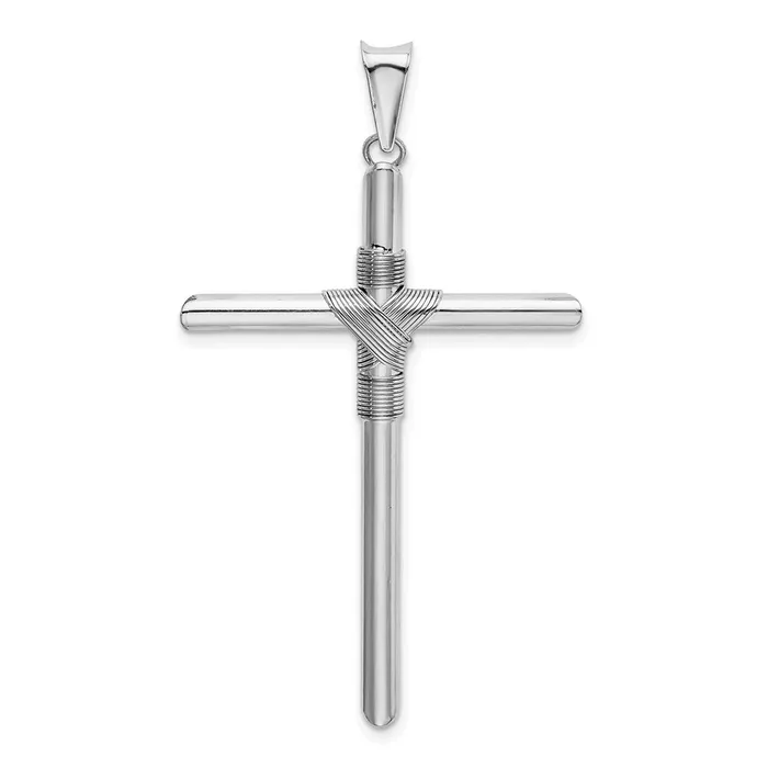 Necklaces Qgold 14k White Gold 2888 mm wCenter Wrap Tube Cross Pendant 235 grams Necklaces Qgold 14k White Gold 2888 mm wCenter Wrap Tube Cross Pendant 235 grams