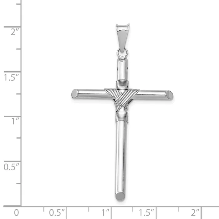 Necklaces Qgold 14k White Gold 2888 mm wCenter Wrap Tube Cross Pendant 235 grams Necklaces Qgold 14k White Gold 2888 mm wCenter Wrap Tube Cross Pendant 235 grams
