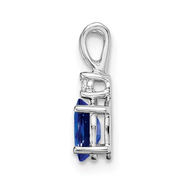 Necklaces Qgold 14k White Gold 6x4mm Oval Sapphire AA Diamond pendant 056 grams Necklaces Qgold 14k White Gold 6x4mm Oval Sapphire AA Diamond pendant 056 grams
