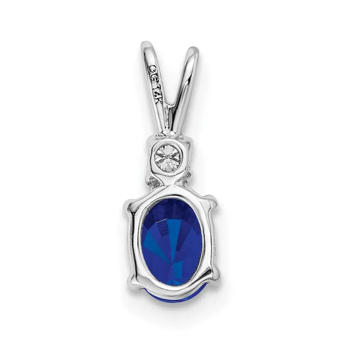 Necklaces Qgold 14k White Gold 6x4mm Oval Sapphire AA Diamond pendant 056 grams Necklaces Qgold 14k White Gold 6x4mm Oval Sapphire AA Diamond pendant 056 grams