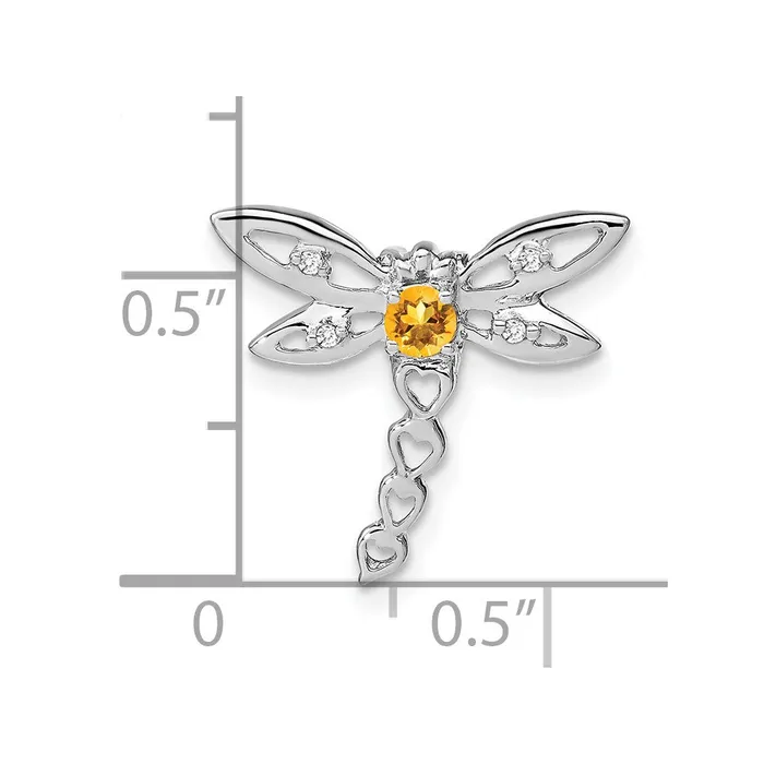 Necklaces Qgold 14k White Gold Citrine and Diamond Dragonfly Chain Slide 095 grams Necklaces Qgold 14k White Gold Citrine and Diamond Dragonfly Chain Slide 095 grams