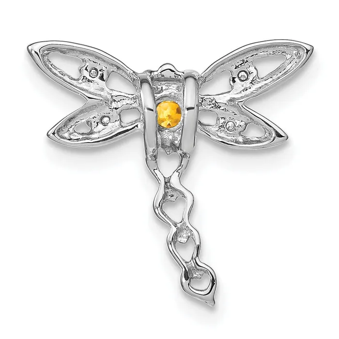 Necklaces Qgold 14k White Gold Citrine and Diamond Dragonfly Chain Slide 095 grams Necklaces Qgold 14k White Gold Citrine and Diamond Dragonfly Chain Slide 095 grams
