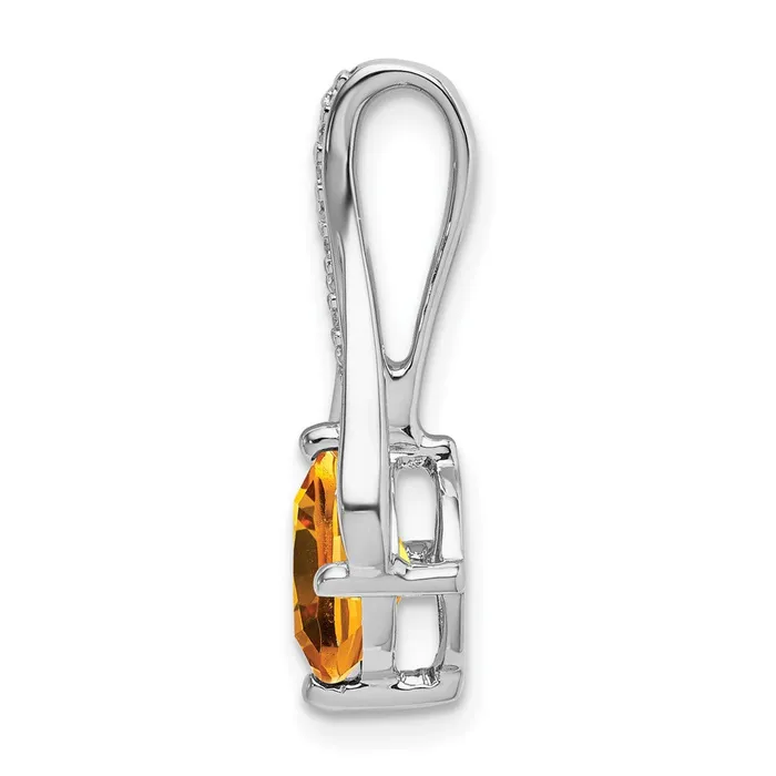 Necklaces Qgold 14k White Gold Citrine and Diamond Pendant 19 grams Necklaces Qgold 14k White Gold Citrine and Diamond Pendant 19 grams