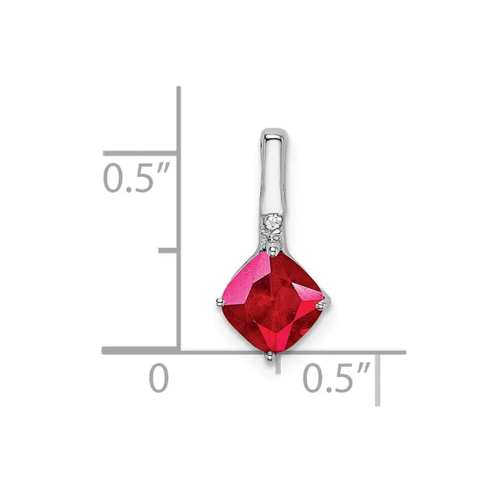 Necklaces Qgold 14k White Gold Cushion Ruby and Diamond Pendant 065 grams Necklaces Qgold 14k White Gold Cushion Ruby and Diamond Pendant 065 grams