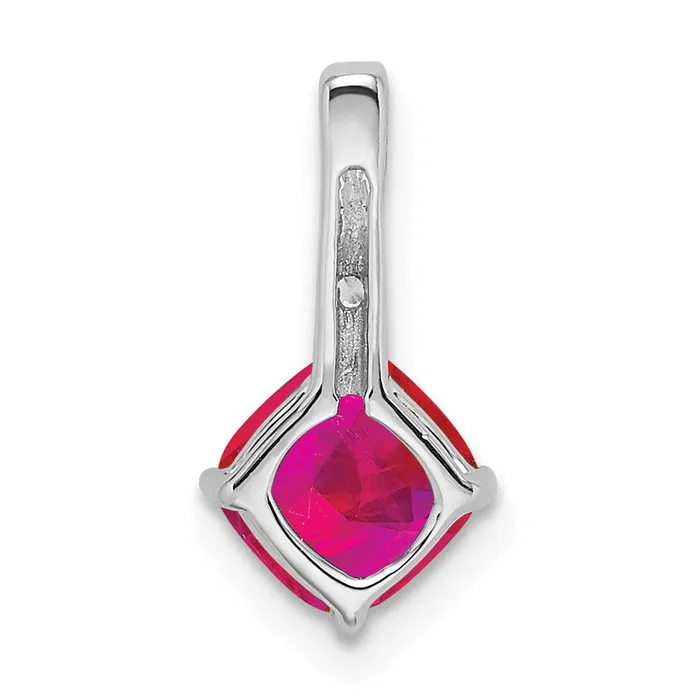 Necklaces Qgold 14k White Gold Cushion Ruby and Diamond Pendant 065 grams Necklaces Qgold 14k White Gold Cushion Ruby and Diamond Pendant 065 grams