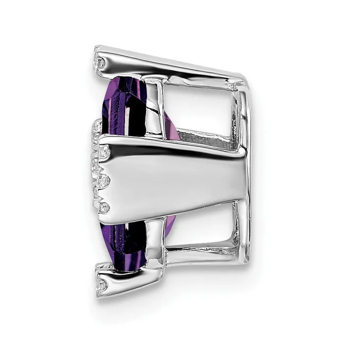 Necklaces Qgold 14k White Gold Octagon Amethyst and Diamond Chain Slide 135 grams Necklaces Qgold 14k White Gold Octagon Amethyst and Diamond Chain Slide 135 grams