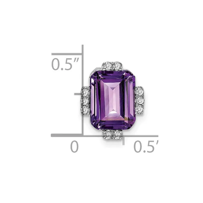 Necklaces Qgold 14k White Gold Octagon Amethyst and Diamond Chain Slide 135 grams Necklaces Qgold 14k White Gold Octagon Amethyst and Diamond Chain Slide 135 grams