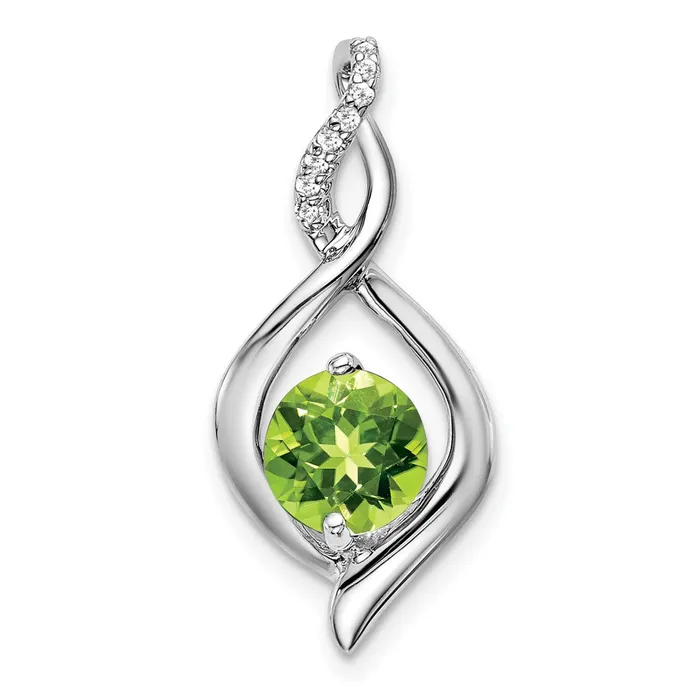 Necklaces Qgold 14k White Gold Peridot and Diamond Pendant 14 grams