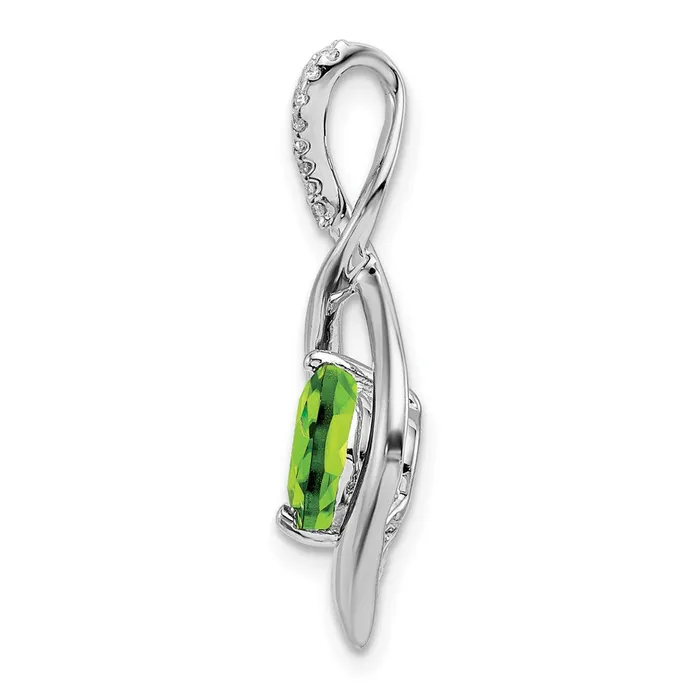 Necklaces Qgold 14k White Gold Peridot and Diamond Pendant 14 grams Necklaces Qgold 14k White Gold Peridot and Diamond Pendant 14 grams