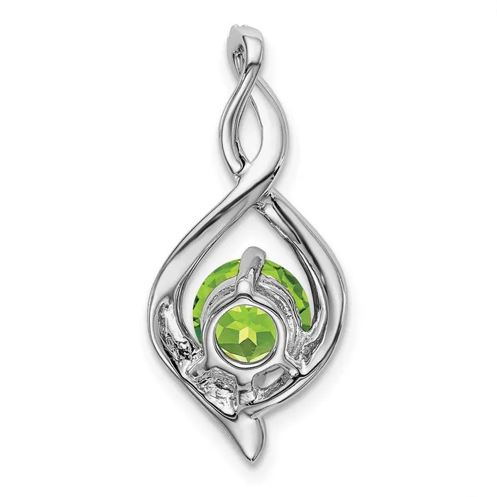 Necklaces Qgold 14k White Gold Peridot and Diamond Pendant 14 grams Necklaces Qgold 14k White Gold Peridot and Diamond Pendant 14 grams