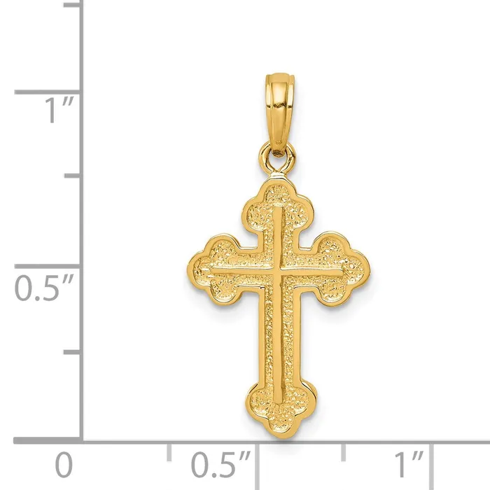 Necklaces Qgold 14k Yellow Gold 14 mm Budded Cross Pendant 138 grams Necklaces Qgold 14k Yellow Gold 14 mm Budded Cross Pendant 138 grams